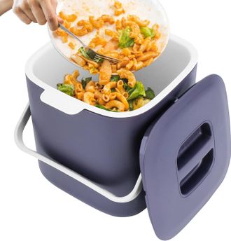OEM Cubo De Basura Biodegradable De 4 Litros Para Residuos Org&aacute;nicos Diarios Con Tapa, A Prueba De Olores, Inserto Interior Extra&iacute;ble, F&aacute;cil De Limpiar (m