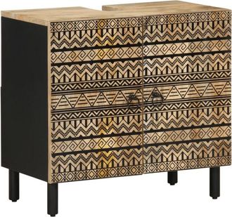 vidaXL Bathroom Sink Cabinet Black 62x33x58 cm Solid Wood Mango vidaXL