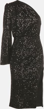 Fame & Partners Fame And Partner Black Sequin One Shoulder Midi Dress
