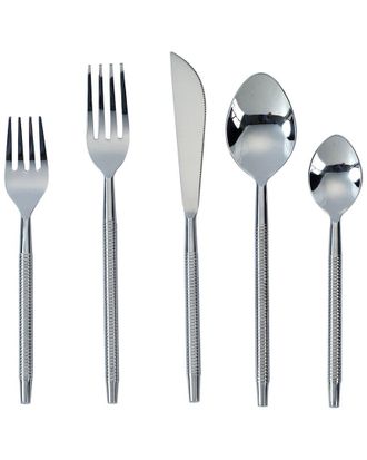 TOV Furniture Tov Furniture 5Pc Ribbed Stainless Steel Flatware - Service For 1
