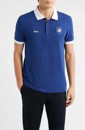 BOSS Lux Paddy Cotton Polo in Usa/blue at Nordstrom, Size Medium