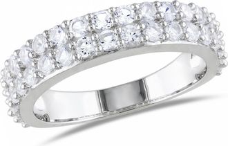 Mimi & Max 1 7/8ct TGW Created White Sapphire Double Row Ring in Sterling Silver