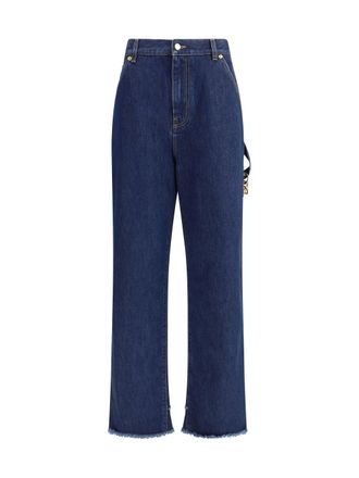 Darkpark Gold Chain-Detailed Jeans - Navy