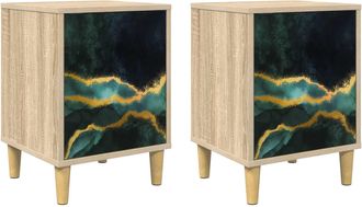 vidaXL Mesa De Noche Wijhe 2 Uds. Roble Sonoma 36 X 33 X 50 Cm Vidaxl
