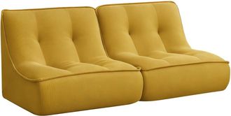 Oviala Juego de 2 sillones de tela 160 x 90 x 70 cm color amarillo