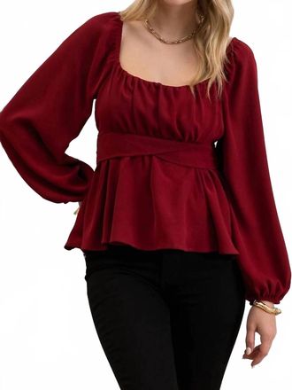 Blu Pepper Grace Peplum Blouse In Garnet