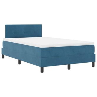 vidaXL Cama Con Somier Y Colch&oacute;n Azul Oscuro 120 X 200 Cm Tela Vidaxl