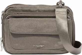 Baggallini Modern Double Zip Crossbody Bag in Sterling Shimmer at Nordstrom