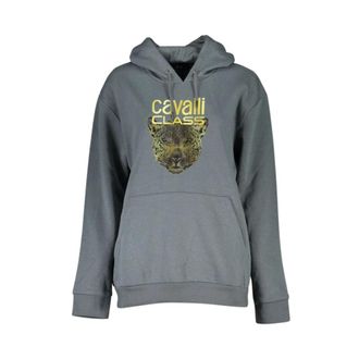 Cavalli Gray Hooded Fleece Sweatshirt