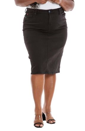 Slink Jeans Stretch Cotton Denim Skirt in Black at Nordstrom, Size 14W