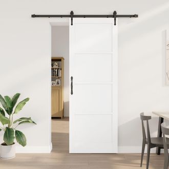 Berkfield Home Sliding Door with Hardware Set White 83x232 cm Solid Wood Pine
