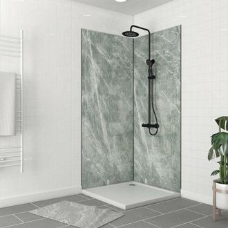 Aurlane Pannelli da parete Pack + Profilo ad angolo nero + 2 profili di finitura nero - 90x210 - Ghiaccio Green 90