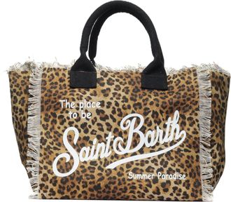 MC2 Saint Barth Rectangular Tote Bag with Leopard Print