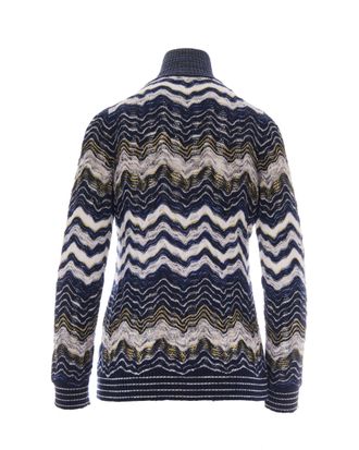 Missoni Womens Mock Neck Jumper Blue-Yellow-White Wool Jumpers Blue/yellow/white Sweater