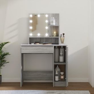 Berkfield Home Dressing Table with LED Grey Sonoma 86.5x35x136 cm