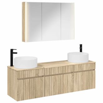 vidaXL Juego De Muebles De Ba&ntilde;o 4 Uds. Roble Sonoma Vidaxl