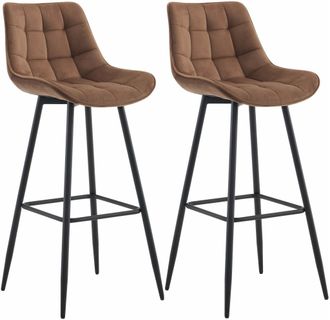 Clp Set De 2 Taburetes De Bar Dartford Marr&oacute;n Terciopelo