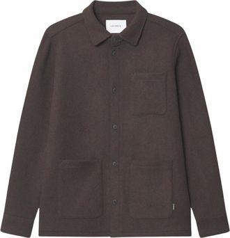 Les Deux Jassen, Heren, Bruin, M, Wol, Jason Solid Wool Overshirt