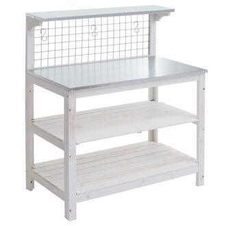 Hhg Mesa De Plantaci&oacute;n Hhg 151, Mesa De Jardiner&iacute;a Mesa Para Flores Estante Para Plantas, Tablero De Madera Galvanizada Con Certificado Mvg, 117x102x56cm,