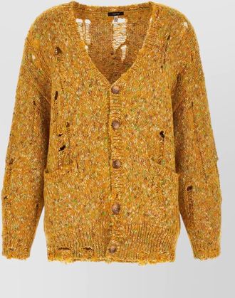 R13 alpaca-blend v-neck distressed cardigan