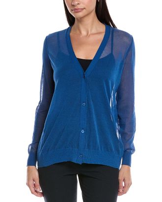 Lafayette 148 New York V-Neck Button Front Wool-Blend Cardigan