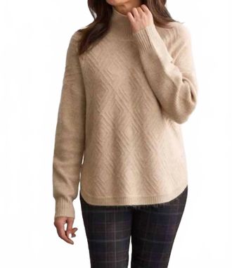Tribal Long Sleeve Mock Neck Knit Sweater In Oatmeal