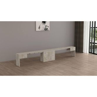 Dmora Banco Yutu, Asiento Para Mesa De Comedor, Banco Individual Extensible, 290x25h45 Cm, Cemento - Dmora