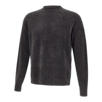Roberto Ricci Design Round-neck Knitwear, male, Gray, L, Velvet Round Knit