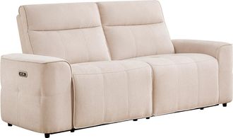 Vente-Unique Sof&aacute; 3 plazas relax el&eacute;ctrico en chenilla beige SCAMOCO