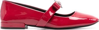 Versace Rode Lakleren Instap Schoenen - Dames - Ballerinas - Rood - 39 EU - Leer - Schoenen