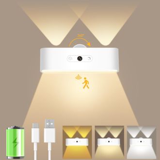 OEM 1 Aplique De Pared Interior A Bater&iacute;a Con Detector De Movimiento, Aplique De Pared Led Inal&aacute;mbrico Con 3 Modos De Color E Intensidad Regulable, Bater&iacute;