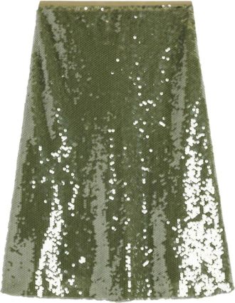 Ami sequin-embellished midi skirt - women - Silk - 38 - Green