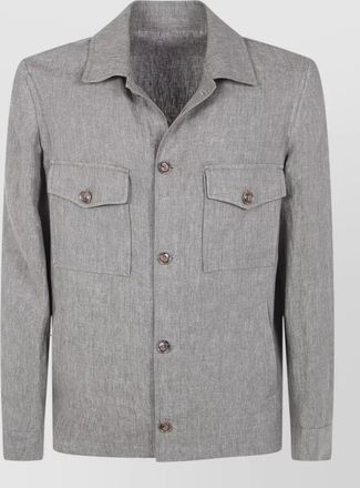 Barba linen single breasted coat