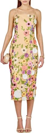 endless rose Floral Embroidered Midi Dress In Multicolor
