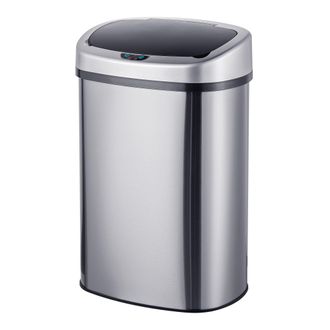 Relaxdays Cubo De Basura Relaxdays Con Sensor, 50 L, Tapa El&eacute;ctrica, Soporte Para Bolsas, Para Cocina, Plateado