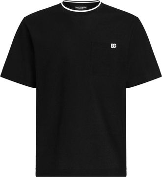 Dolce & Gabbana T-Shirts, male, Black, XL, Piqu&eacute; Patch Pocket T-Shirt