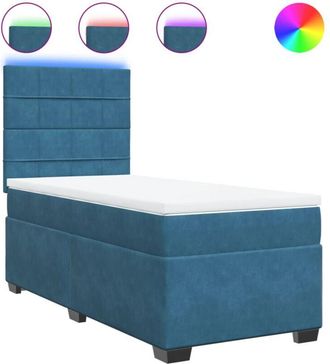 vidaXL Cama Box Spring Con Colch&oacute;n Terciopelo Azul 90x200 Cm Vidaxl