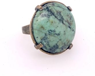 Rebel Designs Round Cabochon Ring In Turquoise/lava