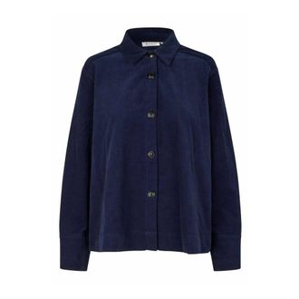 Masai Shirts, female, Blue, S, Navy Blazer with Velvet Finish