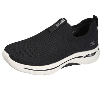 Skechers Womens Go Walk Arch Fit Iconic Sneaker, Black Textile Trim, 2.5 UK medium