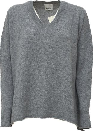 Allude V-Neck Cashmere Sweater With Side Slits