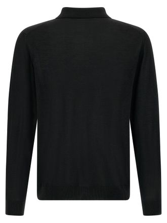 Kiton 14-Micron Wool Polo Shirt - Black