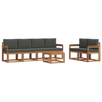 vidaXL Conjunto De Sof&aacute;s De Exterior 7 Pcs Natural Y Antracita Vidaxl