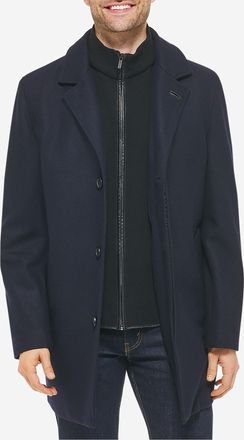 Cole Haan Mens Wool Blend Car Coat - Blue Size Medium