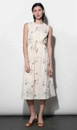 Greylin Camden Embroidered Sleeveless Dress With Back Cut Out In White