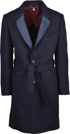 Maurizio Miri Wool Coat - Navy Blue