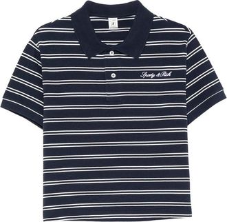 Sporty & Rich Signature Logo Striped Short-sleeve Polo Shirt