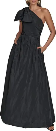 DKNY Bow One-Shoulder Gown in Black at Nordstrom, Size 14