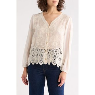 Forgotten Grace Floral Embroidered Cardigan in Natural at Nordstrom Rack, Size X-Large