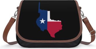 Generic Flag Map of Texas Crossbody Bag Womens Handbag PU Message Bags Shoulder Purse with Adjustable Strap